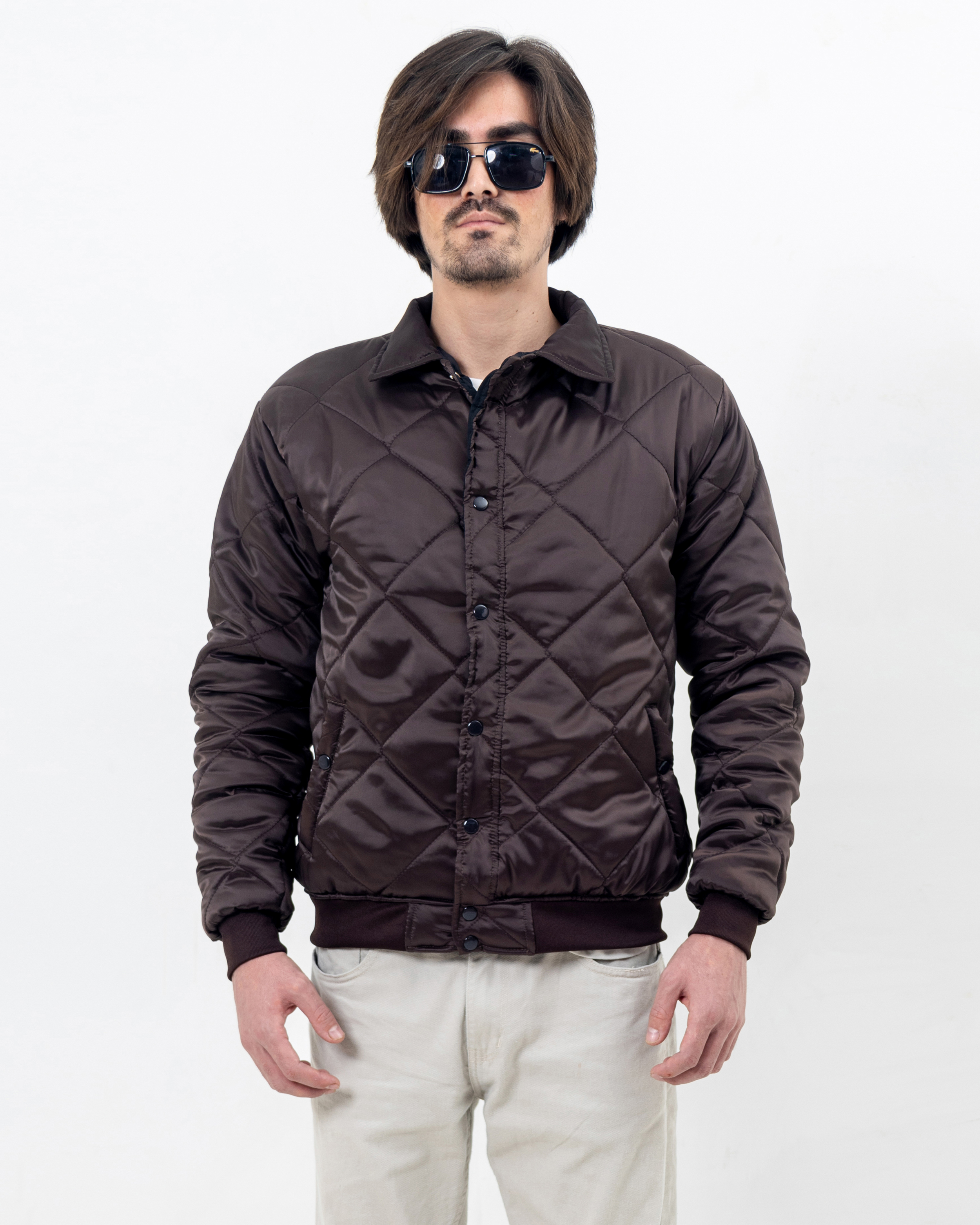 Aviator Bomber Jacket - Chocolate Brown