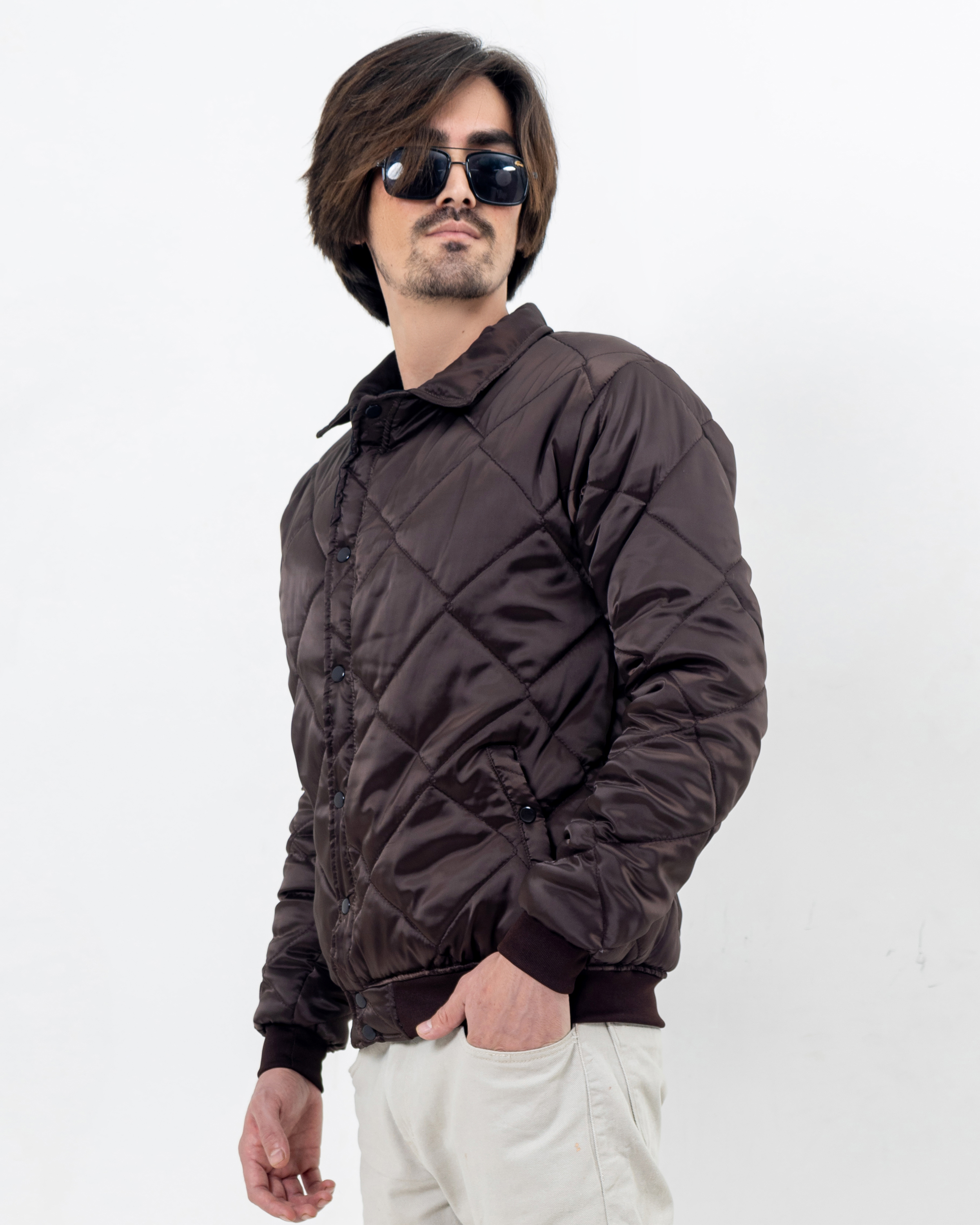 Aviator Bomber Jacket - Chocolate Brown